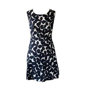 Ann Taylor LOFT Strip Blue Floral Beads Dress - 00P